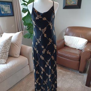 Vintage, long, body contour black/gold dress